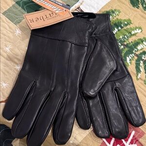 Genuine Leather Black Gloves 💯 wool lined mens Large